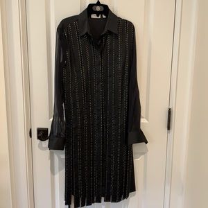 Per se silk shift dress with belt